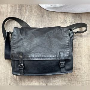 Coke Haan Black Leather Messenger Bag